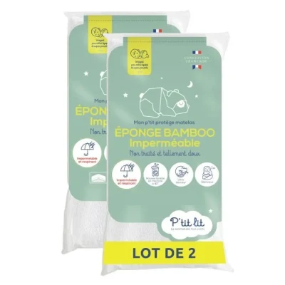 Image de Lot de 2 Protèges Matelas Bébé Bamboo 70x140 cm Alèse Imperméable Viscose Douce Sans traitement chimique