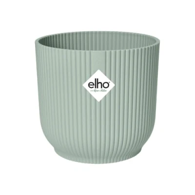 Image de Elho Vibes Fold Rond 18 Pot De Fleurs pour Intérieur Plastique 100% Recyclé Ø 18.4 x H 16.8 cm Vert/Vert Sorbet