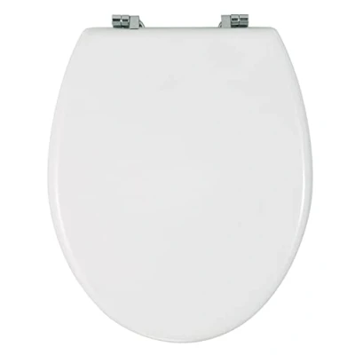 Image de WENKO Abattant WC Bali Fixation Acier Inoxydable Lunette résistante et Facile à Entretenir Antibactérien MDF résistant l&#039;humidité Format Ovale 35 x 42 cm Blanc