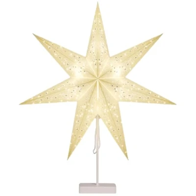 Image de CASARIA® Étoile en papier avec socle motif paillettes LED de Noël étoile pliante décoration à piles lanterne