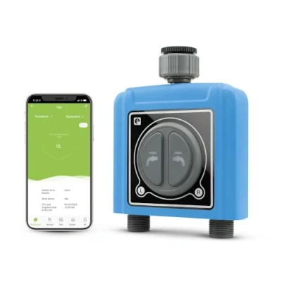 Image de Garza Smart Programmateur d&#039;arrosage 2 Zones Automatique WiFi avec Prise Hub Intelligent supplémentaire, contrôleur de Cycles pour extérieur, 2,4 GHz, télécommande par Application.