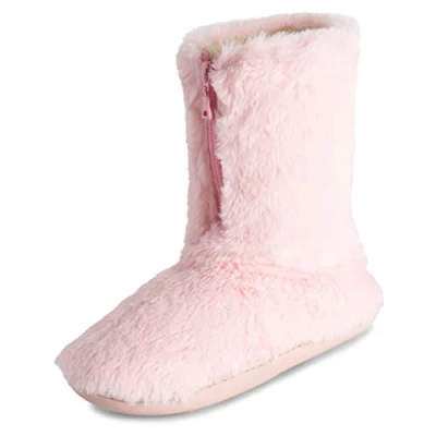 Image de Polar Femmes Mousse A Mémoire Fermeture Eclairper Fausse Fourrure Couverte Semelle En Caoutchouc Intérieure Confortable Luxe Bottes Chaussons Rose UK6/EU39 YC0722