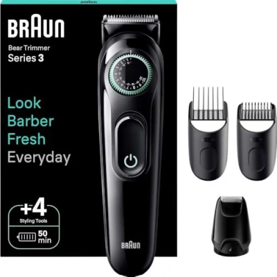 Image de Braun Tondeuse À Barbe Series 3 BT3421, Électrique Pour Hommes, Avec Lame Ultra Affûtée, 40 Réglages De Longueurs, Rechargeable, 50 Min D&#039;autonomie