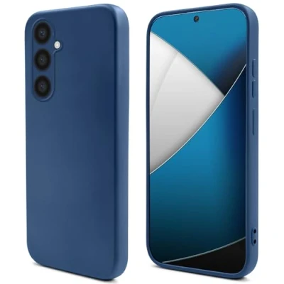 Image de Mode de vie Moozy. coque en silicone pour Samsung A54 5G, bleu nuit légère liquide avec finition mate et doublure microfibre douce, qualité supérieure Neuf
