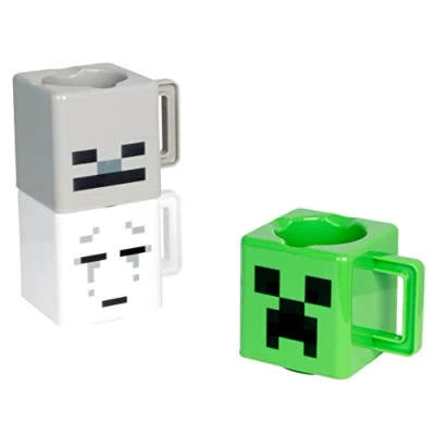 Image de Gobelet en plastique PALADONE Minecraft Ensemble de trois tasses Vert, Gris, Blanc