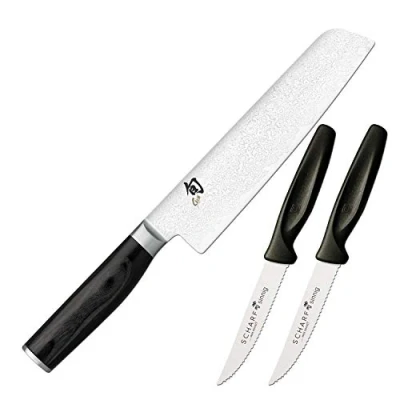 Image de KAI Shun Premier Tim Mälzer Minamo Couteau Utilitaire Japonais 15.0 cm Acier VG Max avec 32 Couches de Damas, 61 HRC Bois Pakka Fabriqué à la Main au Japon, Universel