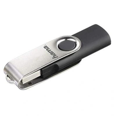 Image de Hama clé USB 2.0 &quot;Rotate&quot; (capacité de 16 GB, taux transfert 10 MB/s, avec accroche porte clefs, flashpen usb) Noir/Argent