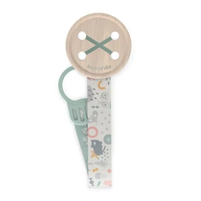 Image de Suavinex, Attache Sucettes avec Ruban. Chaîne de Sucette Ruban Textile, un Design Double Face. Tetine pour Bébés et Nouveau nés, +0 Mois. Walk Vert