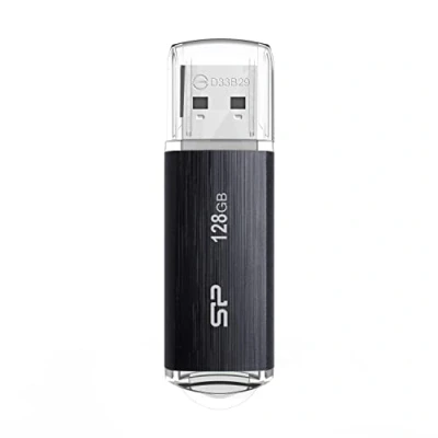 Image de Silicon Power Blaze B02 Lecteur USB Flash 128 Go Type A 3.0 (3.1 Gen 1) Noir Lecteurs (128 Go, A, 1), Casquette, 8 g, Noir)