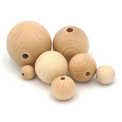 Image de 15 pièces JOWE® Boules en bois de hêtre avec perçage, Diamètre 50 mm Bille made in Austria