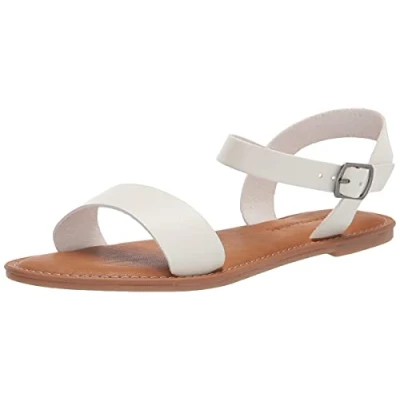 Image de Amazon Essentials Sandales à Double Bride avec Boucles Femme, Blanc, 39.5 EU