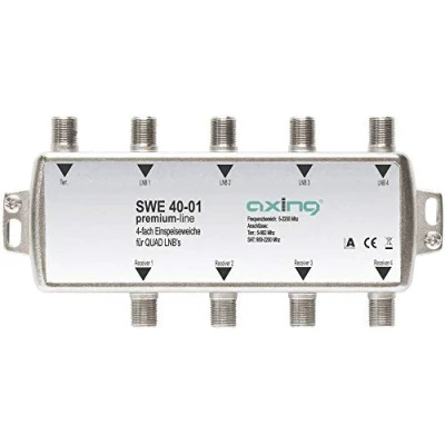 Image de Axing SWE 40 01 Coupleur d&#039;antennes satellite et terreste / TNT pour Quad LNB, 4 sorties