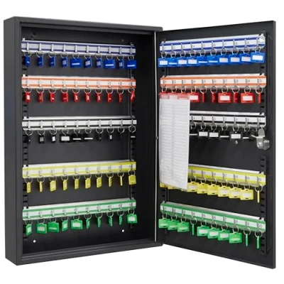 Image de ARREGUI PL100EN Armoire à clés 100 Crochets réglable Boite cléf Murale Verrouillage electronique IP65 Code programmage Placard pour Rangement de clefs 55 x 38 8 cm Noir