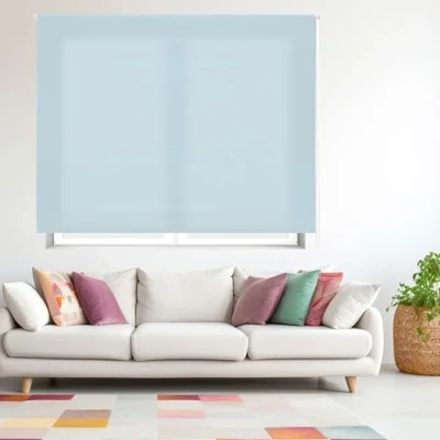 Image de Blindecor Ara Store enrouleur translucide uni Bleu ciel, 100 x 175 cm (largeur hauteur) Taille du tissu 97 170 Stores pour fenêtres