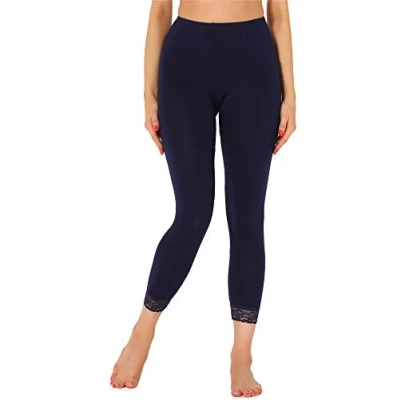 Image de Merry Style Leggings pour femmes 7/8 Confortables avec dentelle en viscose MS10 342 (Bleu Marine,S)