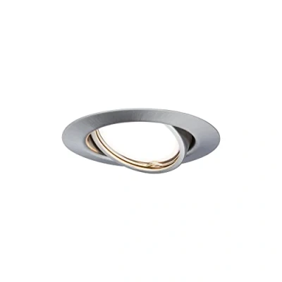 Image de Paulmann 93412 LED Base Rond orientable INCL. 1x5 Watts kit projecteurs Acier brossé Spot métal Lampe encastrée 3000 K GU10, Fest verbaut, 5 W
