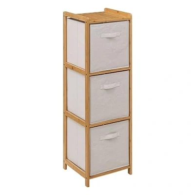Image de 5five étagère Tidy Box avec 3 paniers en Bambou Marron