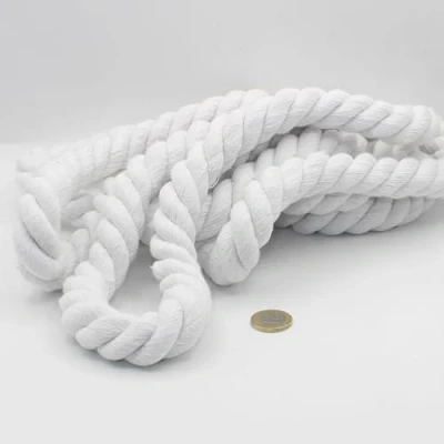 Image de 3 mètres Cordon en Coton Rond 20 mm Corde Tressée avec âme Naturel, Idéal pour DIY, Couture, Polyvalent 20mm Blanc