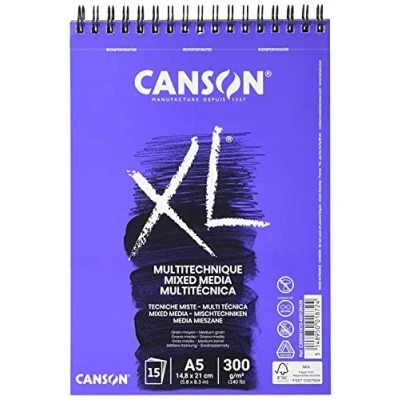 Image de CANSON XL Mixed Media Textured Album spiralé 15 feuilles A5 300g/m² Blanc