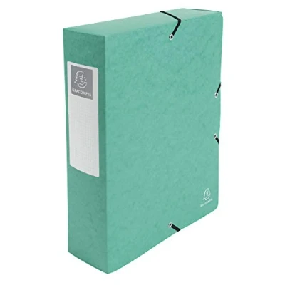 Image de Exacompta Réf. 50833E 6 boites de classement avec élastiques Exabox en carte lustrée 600g/m2 Dos 8 cm dimensions 25 x 33 pour documents A4 couleur vert livrées montées
