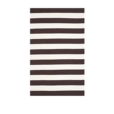 Image de SAFAVIEH MTK712 Grand Tapis de Salon rectangulaire pour Une Utilisation en intérieur, Coton, Chocolat/Ivoire, 90 X 150 cm