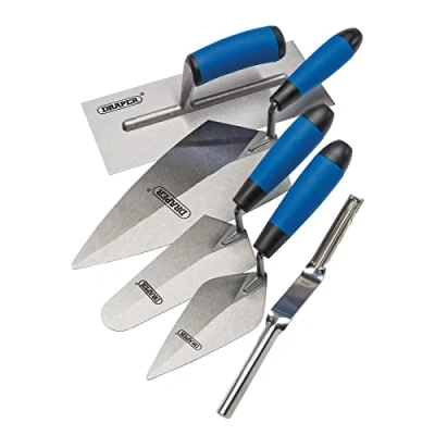 Image de Draper 70372 Lot de 5 truelles à poignée Souple en Brique, argenté et Bleu, Taille Unique