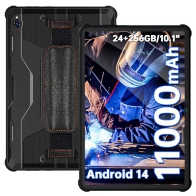 Image de OUKITEL RT9 Tablette Incassable Android 14 PC, 11000mAh Durcie, 24Go+256GO(TF 1To) 10.1&#039;&#039;HD Tactile, IP68/IP69K, 16MP/Octa Core/Double SIM 4G/WiFi 5G/OTG/Face ID/GPS, Noir