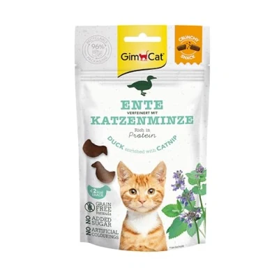 Image de GimCat Crunchy Snacks Canard avec Herbe à Chat Friandise pour croustillante et Riche en protéines 1 Sachet (1 x 50 g)
