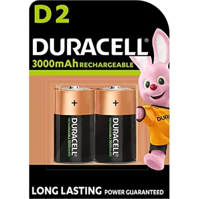 Image de 2 x Duracell D Rechargeables 3000 mAh (1 blister de batteries) piles