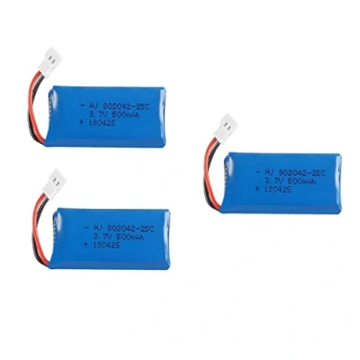 Image de YUNIQUE GREEN CLEAN POWER Ensemble de 3 Batteries LiPo 3.7V 500mAh Rechargeables Compatibles avec les Drones HUBSAN X4, JXD 385 Durée Vol Prolongée Dimensions : 42x20x8 Poids 13 Grammes