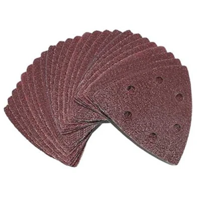 Image de Lot de 100 feuilles Papier abrasif Delta Grain 40 d’escalade à 6 trous Disques abrasifs pour ponceuse multi triangulaire P D W
