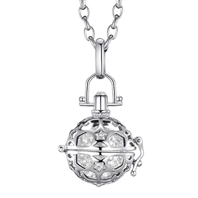 Image de Morella Femme Collier d&#039;ange en Acier Inoxydable 70 cm avec Etoile et Boule sonore zircons Blancs Ø 16 mm dans Une Pochette Velours