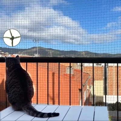 Image de Ancecos Filet de sécurité pour Chat (Filets Balcon) avec Fil renforcé, 6x3m ; résistant aux morsures; Vert Olive