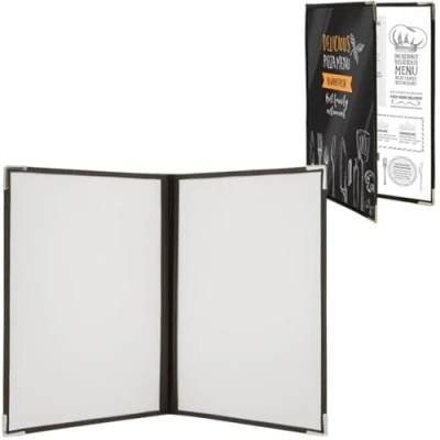 Image de Securit Lot de 3 Protèges menus Double A4 Crystal Transparent (présente 4 Pages A4)