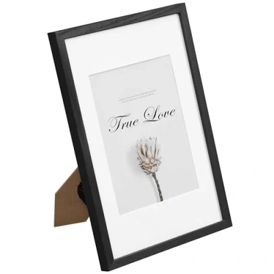 Image de EUGAD Cadre Photo, Photo avec Passe Partout, en Bois Massif et Plaque Plastique, Mural 20x30cm, à Poser sur Table, pour Salon, Chambre, Entrée, Bureaux, Noir