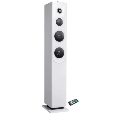 Image de Tour de Son HP33 CD WHITE avec Lecteur CD, Bluetooth, FM et USB, 100W + télécommande