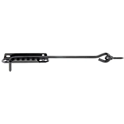 Image de Alberts 204228 crochet crémaillère avec platine d&#039;arrêt ajustable noir longueur 300 mm Ø du 8