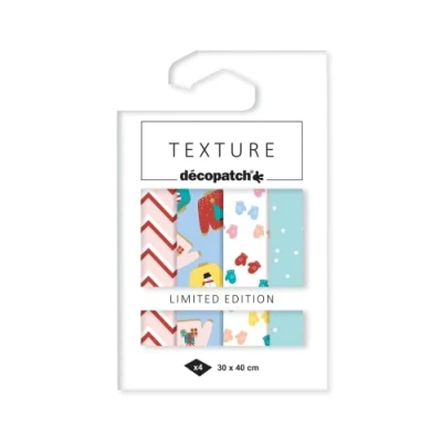 Image de Décopatch TD875C Pochette 4 feuilles foil assorties Dorure à chaud 30x40cm Noël maille Xmas