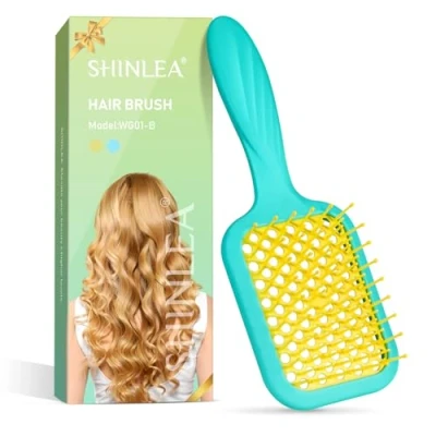 Image de SHINLEA brosse à cheveux démêlante pour secs et mouillés, ventilée séchage rapide femmes, hommes enfants, réduit les cassures élimine nœuds Rose