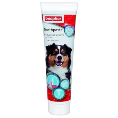 Image de Beaphar Dentifrice avancé à double enzyme Soin dentaire pour chiens et chats Aide prévenir la mauvaise haleine lutter contre plaque Saveur foie Tube de 100 g