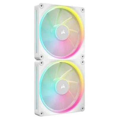 Image de CORSAIR iCUE Link LX140 RGB 140 mm PWM Ventilateurs Paquet Double Boucles Lumineuses Inclut System Hub Technologie AirGuide Blanc