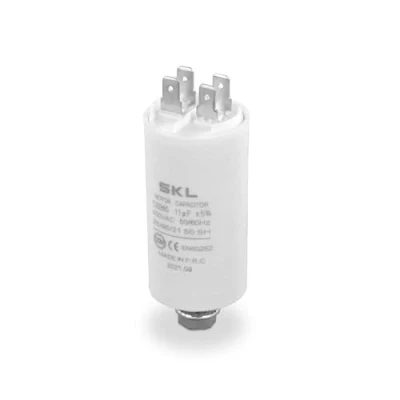 Image de DEKAROX Condensateur universel 11 µF 450 V Ø 30 x 57 mm avec cosses enfichables AMP 6,3 Vis de fixation M8 CBB60 démarrage et course du moteur pour appareils électroménagers