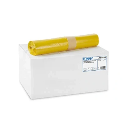 Image de Funny AG 883 Rouleau de 250 Sacs Poubelle Enroulé 120L Type 60 1er Pack (1 x pièces) Jaune