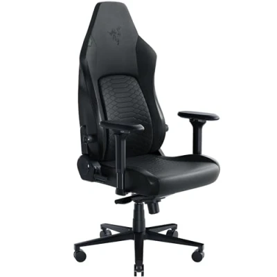 Image de Razer Iskur V2 Chaise de Jeu avec Support Lombaire adaptatif (Cuir synthétique qualité EPU, Coussins en Mousse Haute densité, accoudoirs 4D, Courbe entièrement réglable) Noir