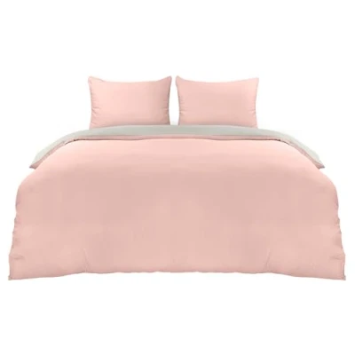 Image de Utopia Bedding Housse de Couette 220x240 cm avec 2 Taies d&#039;oreiller 65x65 (Gris/Rose) Parure lit 220 x 240 Ensembles Housses en Microfibre brossée Douce