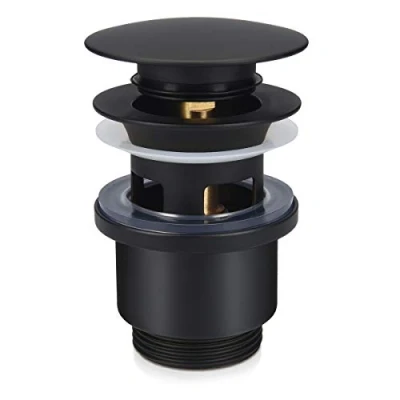 Image de Navaris Bonde de Lavabo Clic Clac mécanique 10 x 6,7 cm en Laiton avec Joints Silicone Taille Évier standard 38mm Trop plein