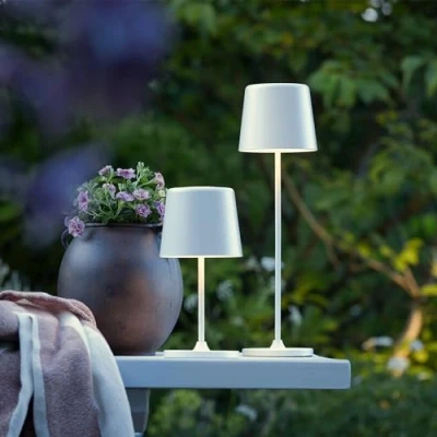 Image de Lightbox LED lampe de table pour l&#039;intérieur &amp; l&#039;extérieur 37 cm / 23 hauteur, Ø 10 blanche mate avec variateur tactile mobile/sans fil/portable
