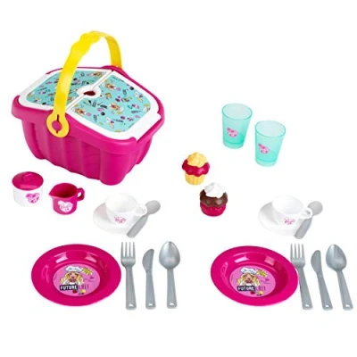 Image de Theo Klein 9527 Barbie Panier Pique Nique Robuste avec dînette complète et Cupcakes pour Deux Personnes Dimensions 25cm x 20cm 22,5cm Jouet Enfants à partir de Trois Ans