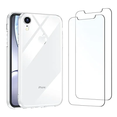 Image de NEW&#039;C Coque pour iPhone XR Ultra Transparente Silicone en Gel TPU Souple et 2 x Verre trempé Film Protection écran