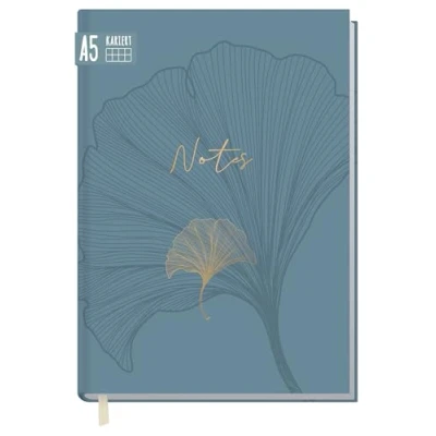 Image de Bloc notes A5 quadrillé [Blue Ginkgo] 124 pages, 62 feuilles Idéal comme journal intime, carnet d&#039;idées, d&#039;écriture, respectueux du climat et durable